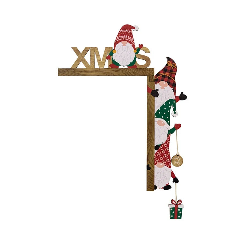 Weihnachtseckdekoration Weihnachtsmann-Ecke | Holz-Wand- und Tür-Eckornament | Lustiges Weihnachtsdesign mit Weihnachtsmann & Elfen | 3D Holzschild