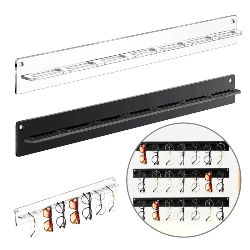 Brilano Brillen Wandhalter | Acryl Display | Platzsparend | Für Sonnen- & Lesebrillen | Transparent oder Schwarz