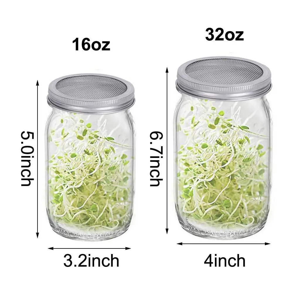 Sproutify Keimglas Set | Sprossen Selber Ziehen | Glas & Edelstahl | BPA-frei