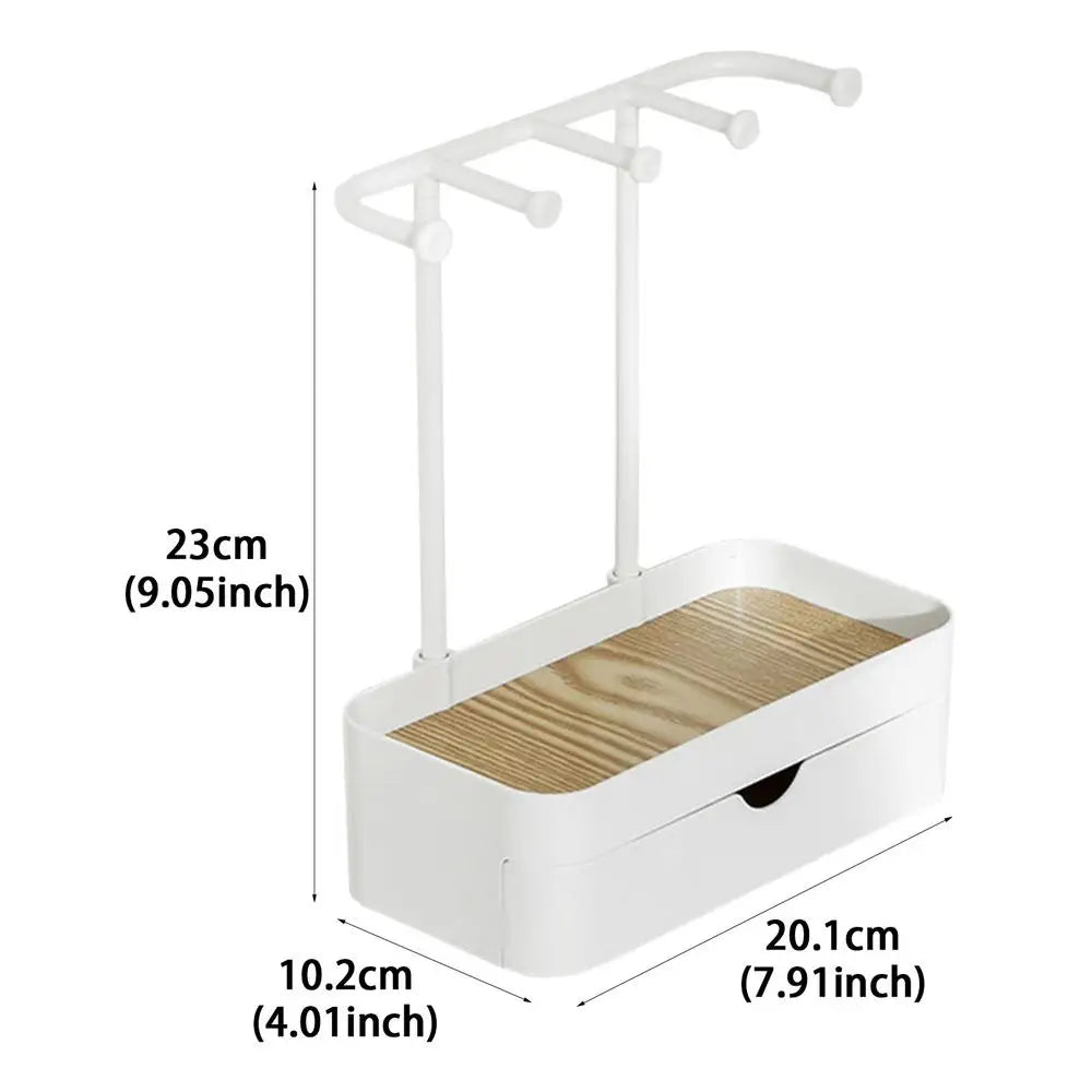 JewelHaven | Eleganter Schmuck-Organizer mit Holzablage | Für Ohrringe, Ketten & Ringe | Dekorativ & Praktisch