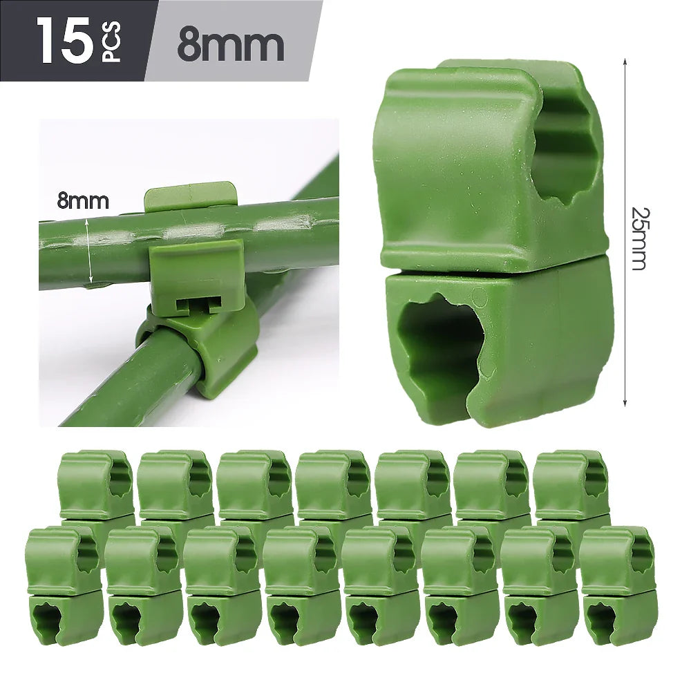 TrelliSnap Connect | 15er-Set Kreuzverbinder für Pflanzenstützen | Für .8–2.0 cm Stäbe | Verstellbare Klammern für Rankgitter & Pflanzengerüste