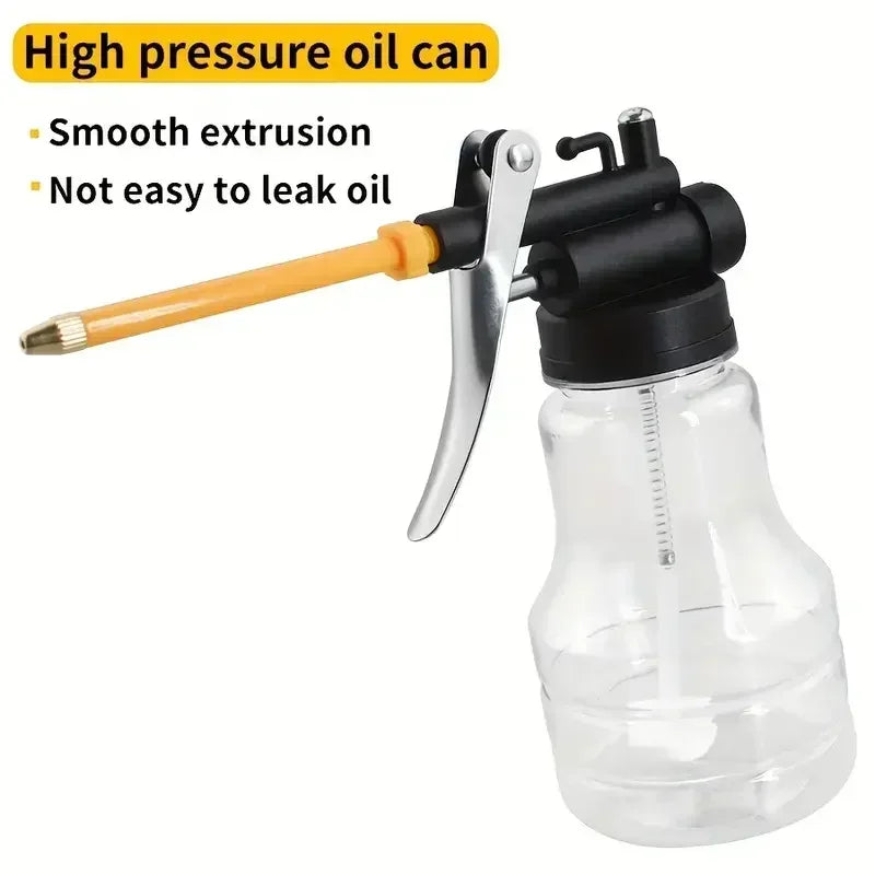 OilMaster FlexPump | Präzise Schmierung | 250 ml Transparent | Flexibler Auslauf & Hohe Druckleistung