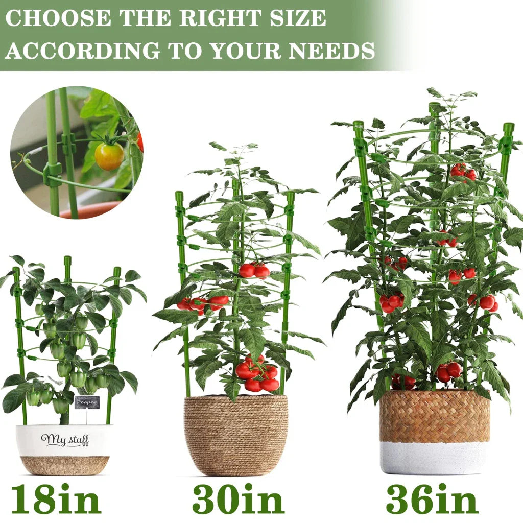 GrowFlex Tower | Höhenverstellbare Pflanzenstütze für Kletterpflanzen | Mit Clips & Anpassungsringe | Für Tomaten, Gurken & Blumen