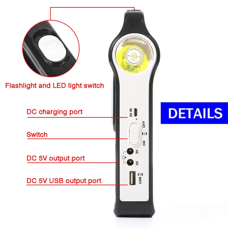 SolixCamp Set | Tragbares Solarstrom-Kit Mit LED & USB | 2400 mAh Akku | Für Camping & Outdoor