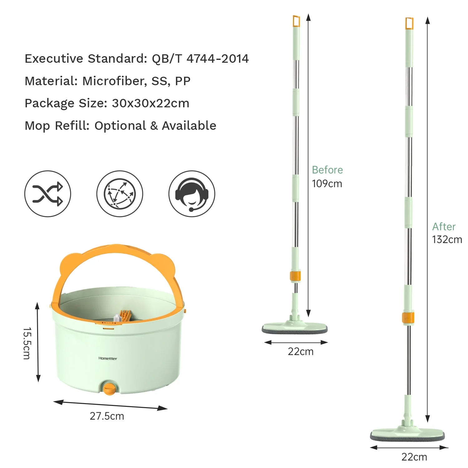 Cleaniva SpinMop | Hygienischer Wischmopp | 360° Rotation & Schmutzwassertrennung | Mikrofaser