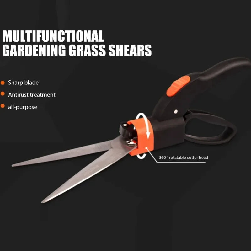 CutFlex GardenScissor | 360° Drehbarer Schneidkopf | Ergonomisch & Rostgeschützt | Für Feinarbeiten & Rasenkanten