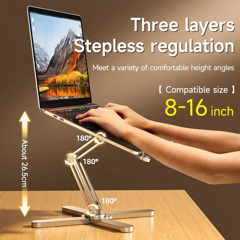 ErgoLift SteelStand | Laptop-Ständer Aluminium | Höhenverstellbar & Faltbar | Für Büro & Homeoffice