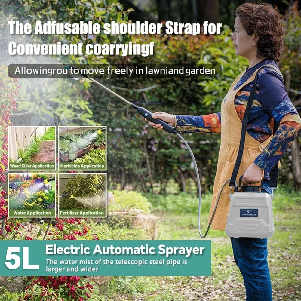 AquaForce | Akku-Drucksprayer 5L | USB Aufladung | Verstellbare Düse für Garten & Reinigung