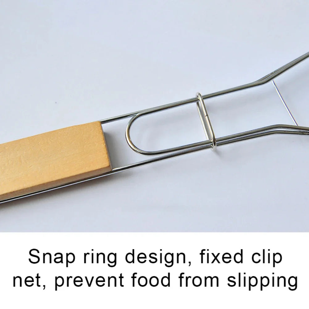 GrillFold FlexClip | Antihaft & Kompakt | Mit Holzgriff | Für Fisch & Gemüse