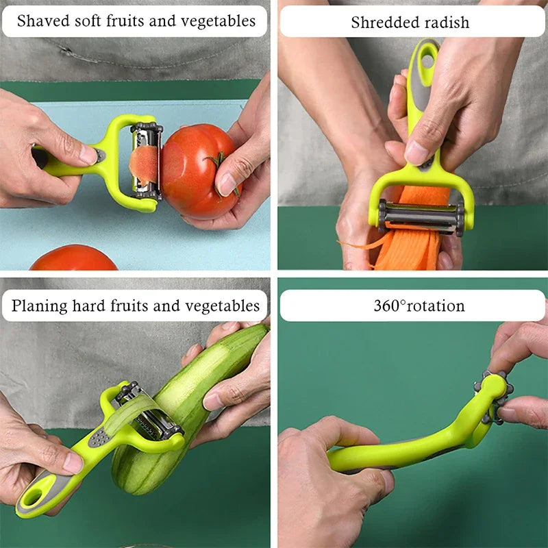 Prepivo 3-in-1 Schäler | Edelstahlklinge | Kompakt & Hygienisch | Ergonomischer Griff