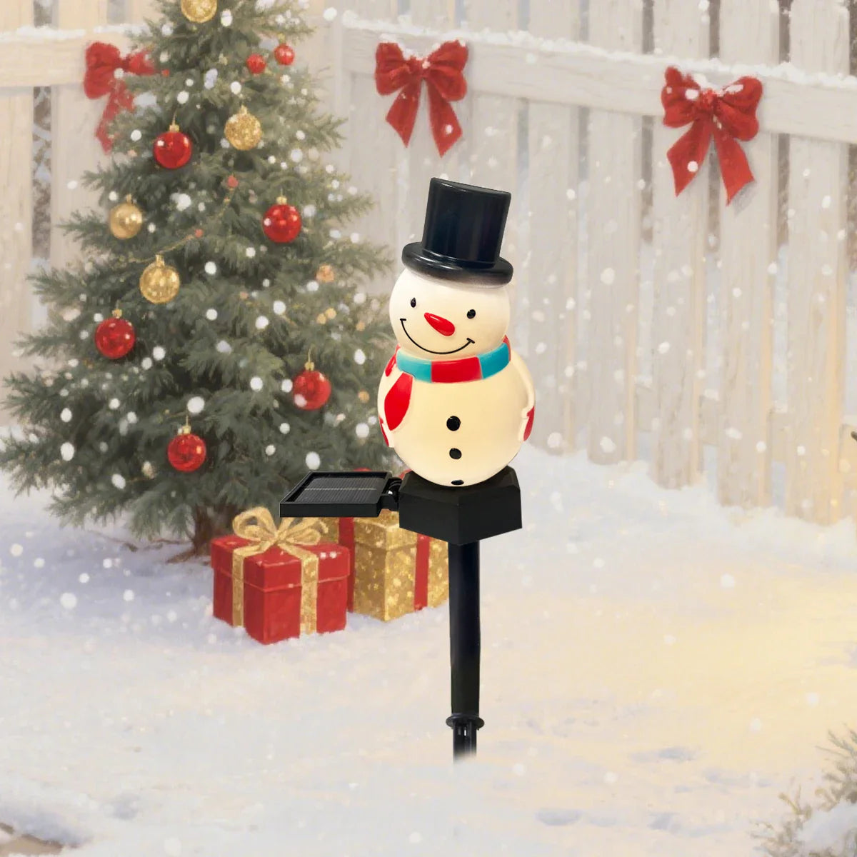 FrostyGlow Solar-Schneemannlampe | LED-Gartenleuchte | Wasserdicht, Energieeffizient | Außenweihnachtsdekoration