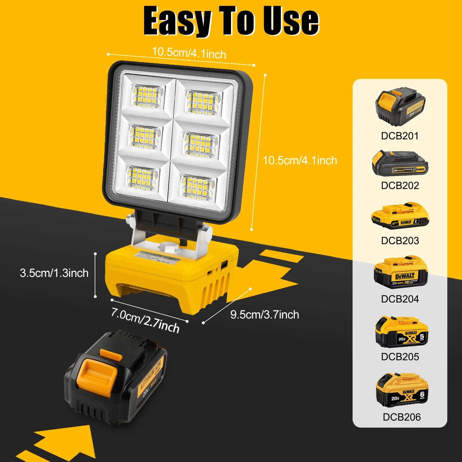 LumoPower 48 | Tragbare LED-Arbeitsleuchte | 5200 Lumen | Kompatibel mit DeWalt Akkus