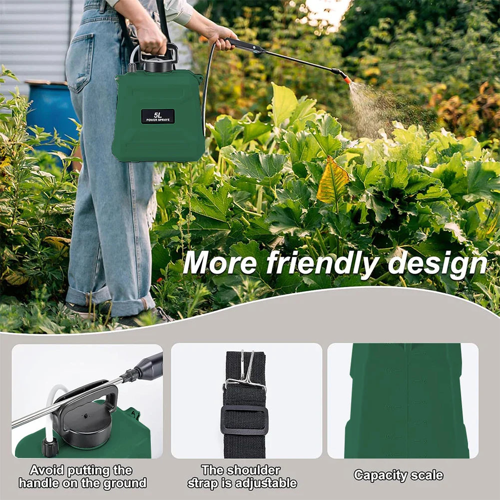 AquaForce | Akku-Drucksprayer 5L | USB Aufladung | Verstellbare Düse für Garten & Reinigung