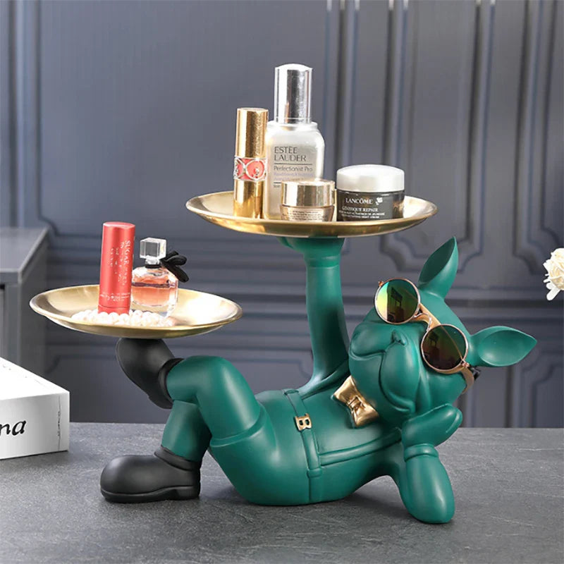 Bulvario DekoDog | Bulldoggen Figur Modern | Kunstharz Dekoobjekt | Ablageschale & Hingucker | Für Zuhause & Büro