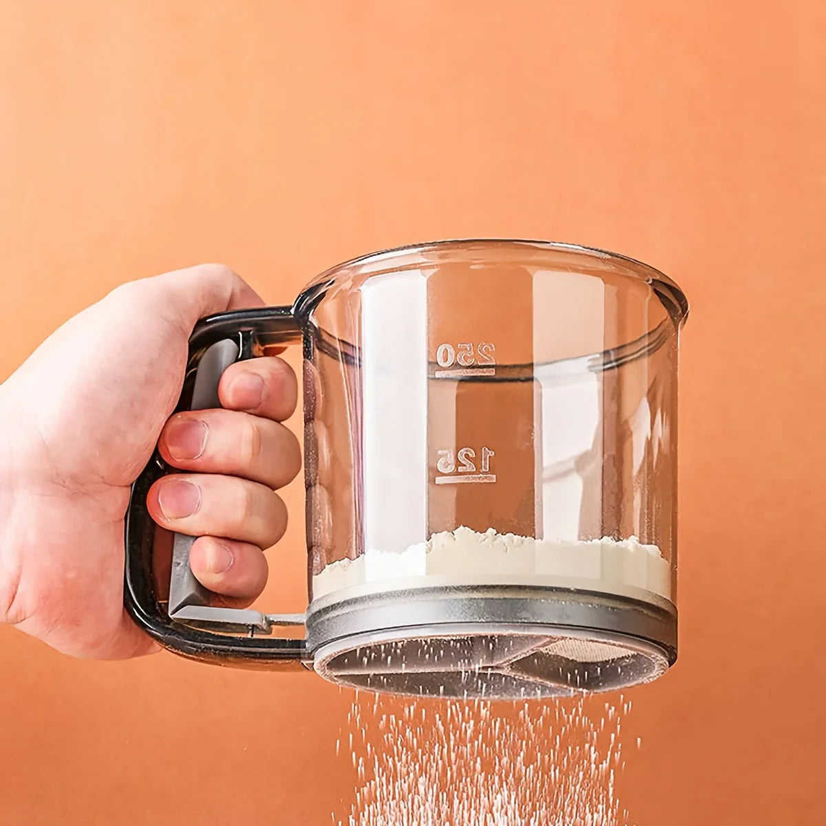 BakePro | Halbautomatisches Mehlsieb mit Quetschgriff | Doppelsieb für feines Mehl & Puderzucker | 2er-Set