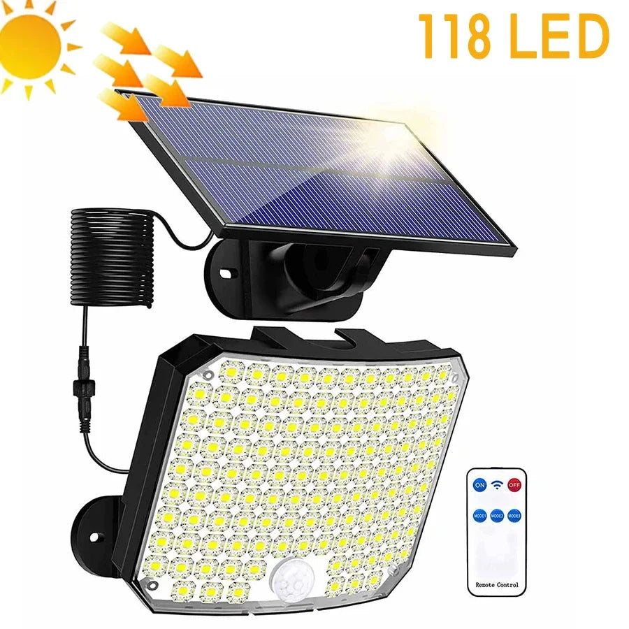 LumoPower Solarleuchte | 192 LEDs | Bewegungsmelder & Fernbedienung | Wetterfest & Flexibel