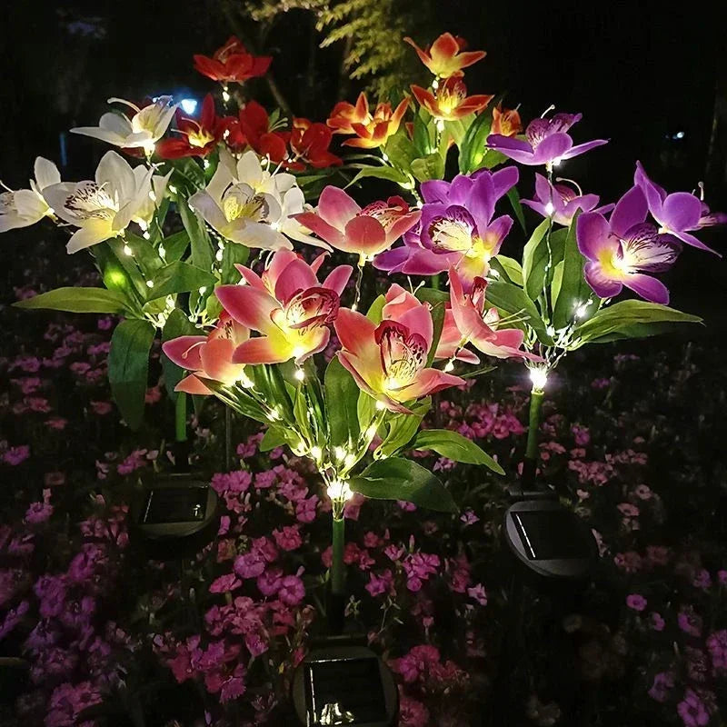OrchidGlow SolarLight | Solar Orchideen-Gartenleuchte | Farbwechselnd | Wetterfest & Einfach zu Installieren