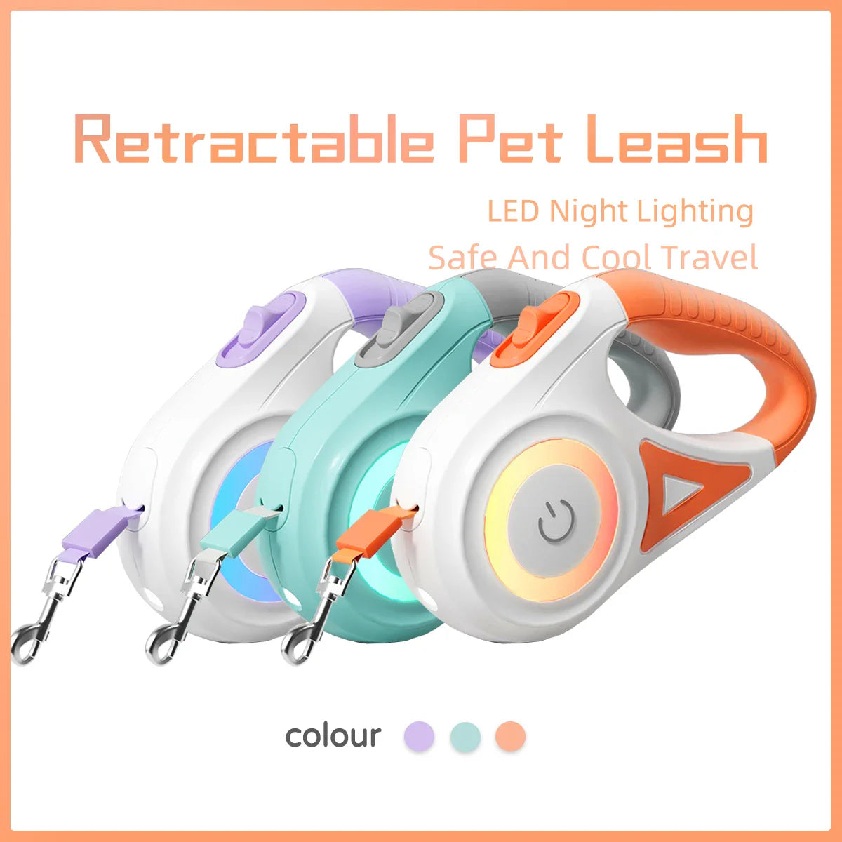 GlowPaw FlexiLeash | LED Rollleine für Hunde & Katzen | Ergonomisch & Sicher bei Nacht | Für Spaziergänge bei Dunkelheit | Ausziehbar & Mit Einhandbremse