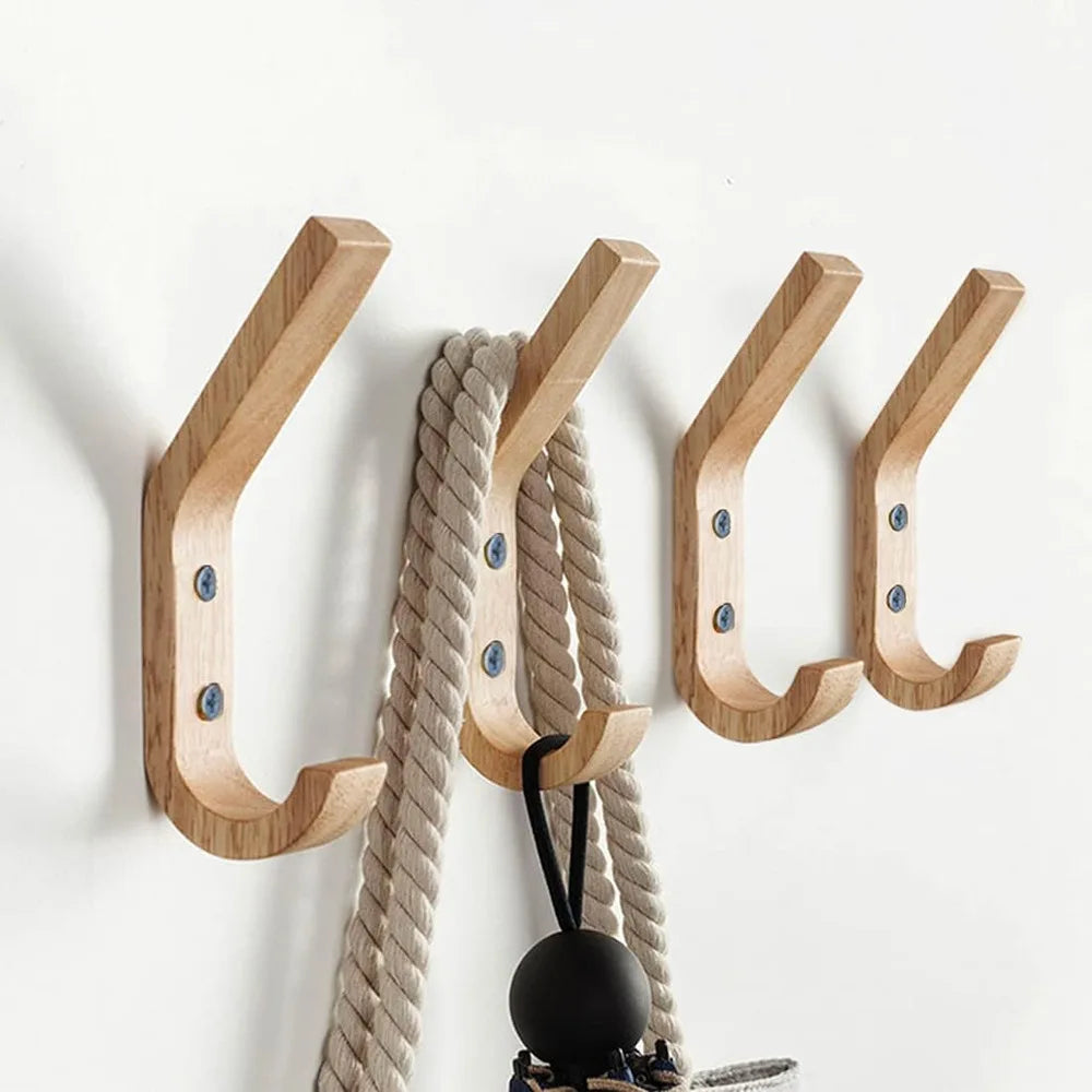 WoodenEssence | Wandhaken Set | Aus Massivholz & Dekorativ | Für Jacken, Schlüssel & Accessoires