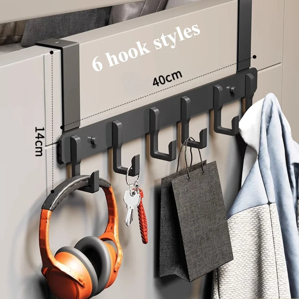 FlexaGrip Hakenleiste | Türgarderobe 7-fach | Ohne Bohren | Aluminium Schwarz