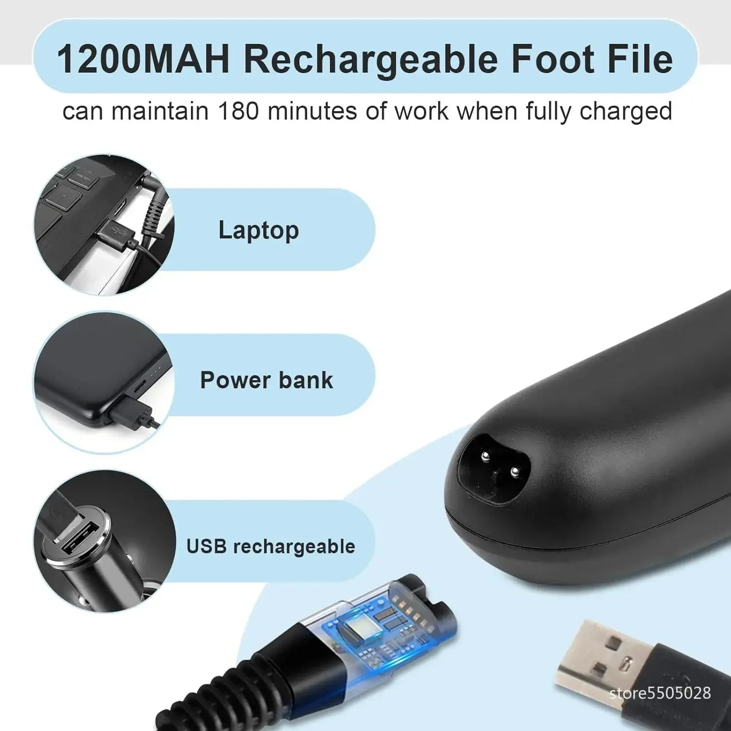 SmoothFeet Pro | Elektrischer Hornhautentferner | Mit 3 Schleifköpfen & LED | Wasserdicht & Wiederaufladbar