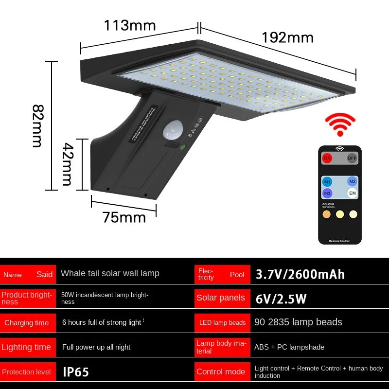 Lumenix SolarBeam | Solar Außenleuchte | Bewegungssensor | 90 LEDs