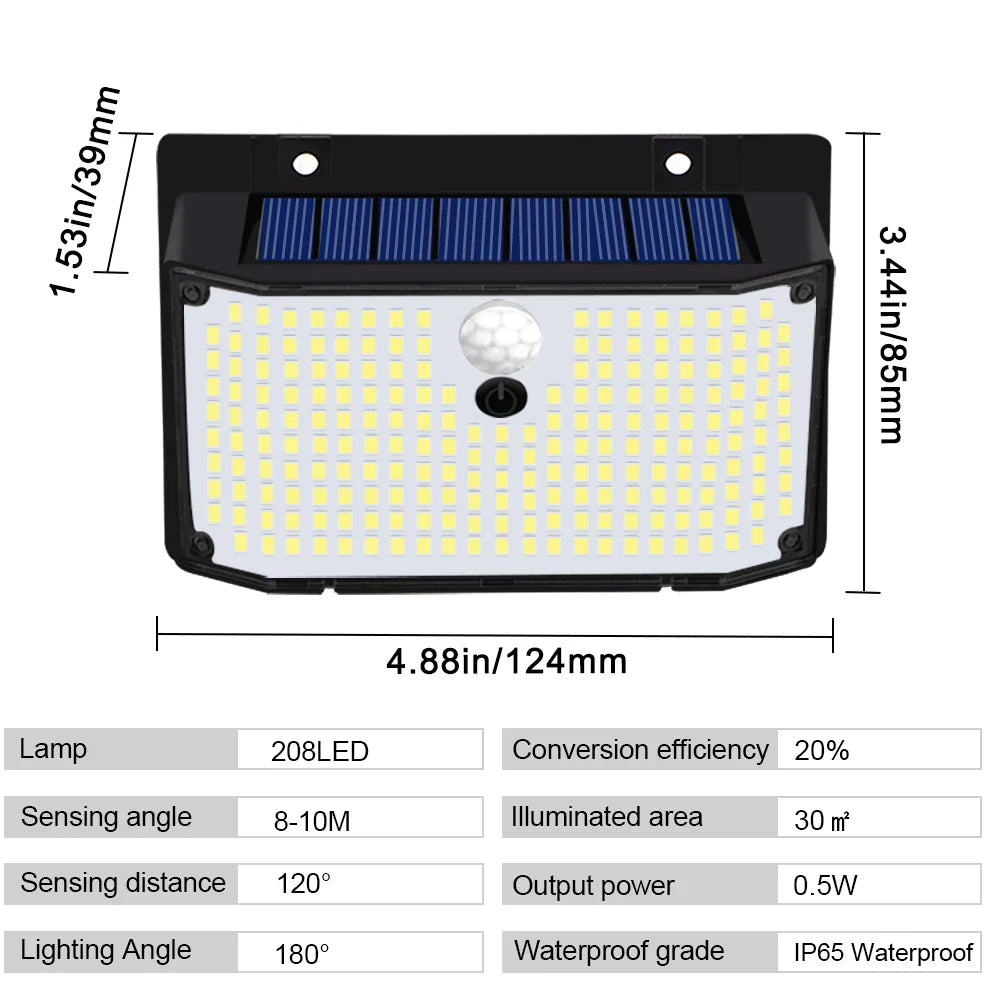 LumaLight Solar Wandleuchte | Mit Bewegungssensor | 158 LEDs | 180° Abstrahlung