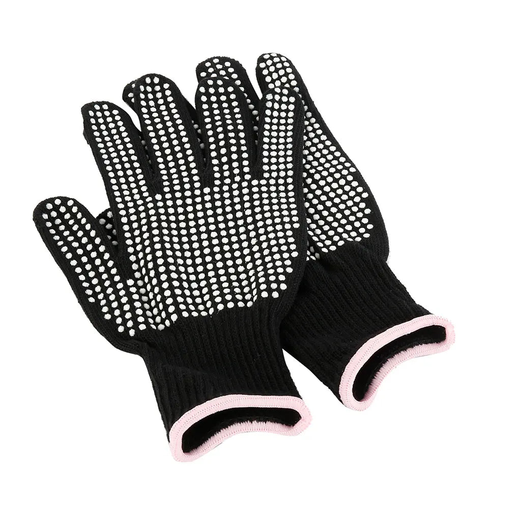 Stylivon Hitzeschutzhandschuhe | Für Lockenstab & Glätteisen | Flexibel & Rutschfest | Schwarz