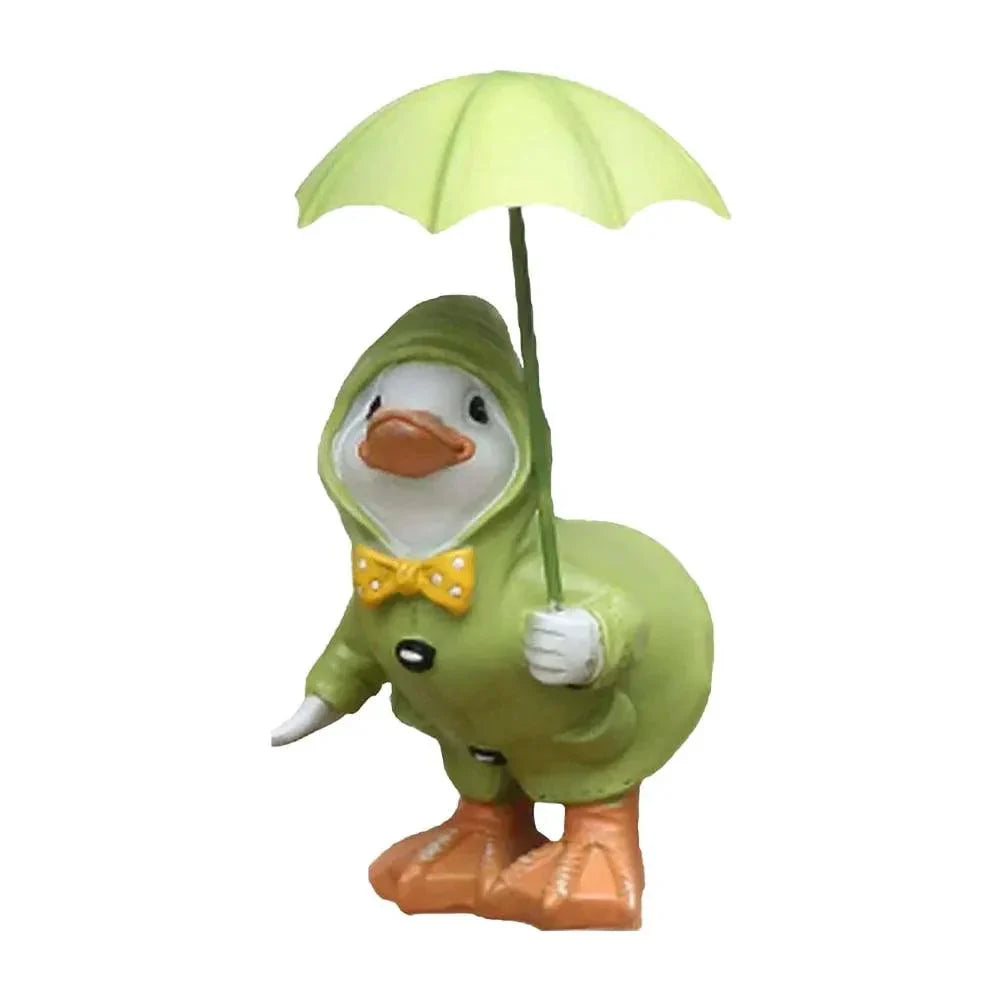 2-teiliges Enten-Gartenfiguren-Set | Handbemalt | Wetterbeständiges Harz | 12x6 cm