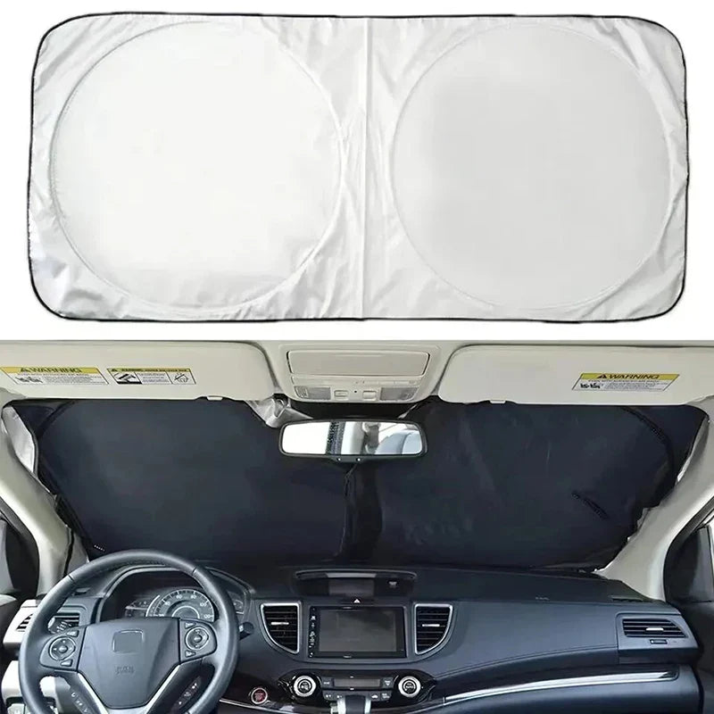Sunclyp Sonnenblende Auto | Hitzeschutz & UV-Blocker | Faltbar mit Tasche | 150x70cm Silber