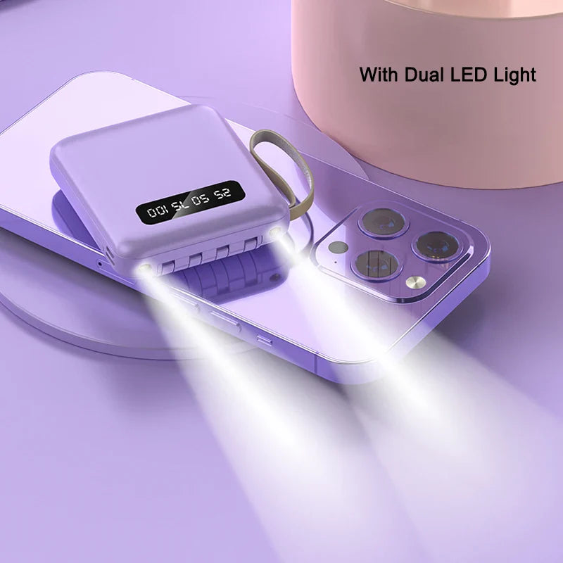 PowerLite ChargeHub | Kompakte Powerbank | Integrierte Kabel & LED-Anzeige | 20.000mAh