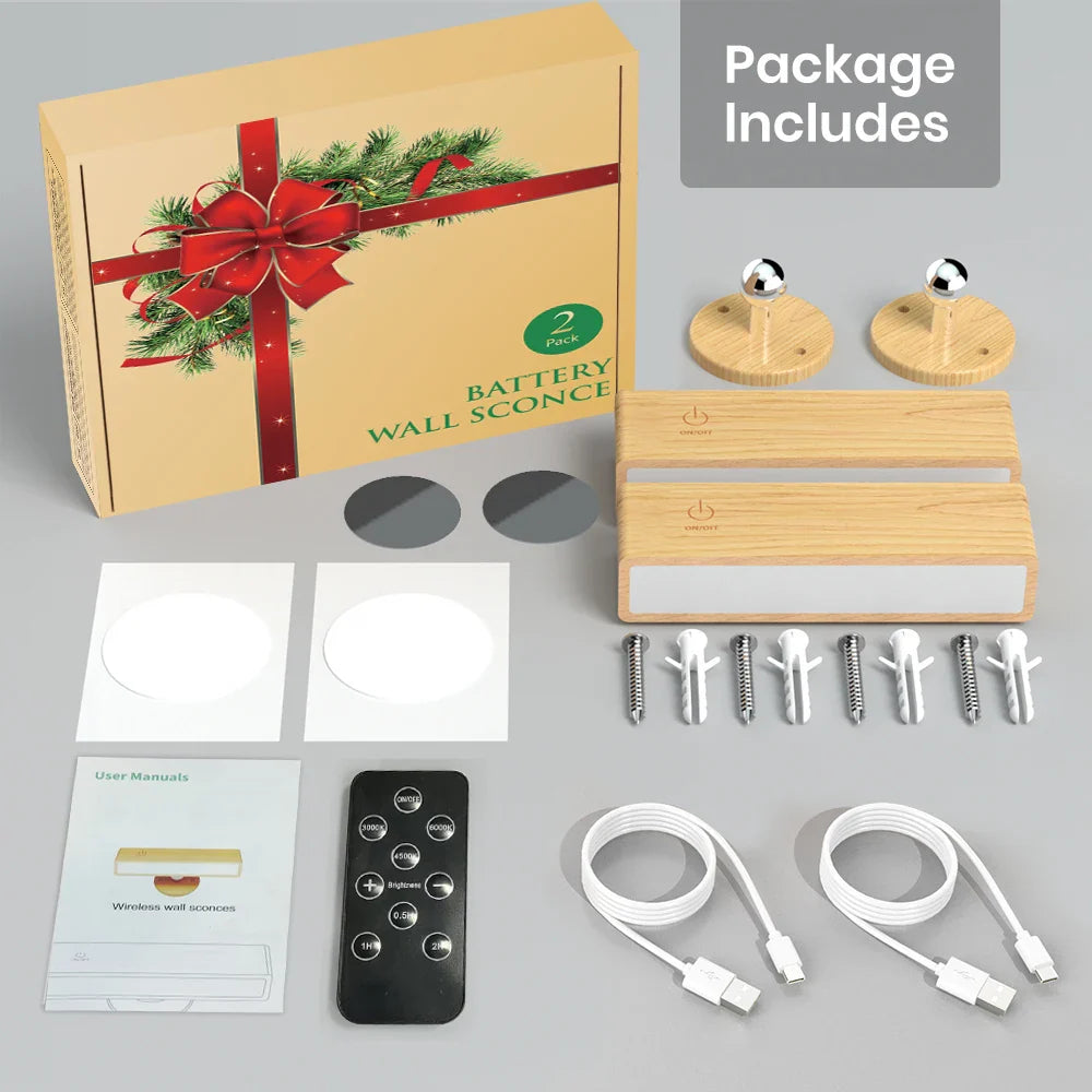 LumoWave Wandleuchte mit Fernbedienung | Kabellos, Dimmbar | 3 Farbtemperaturen | Batteriebetrieben & Touch-Steuerung