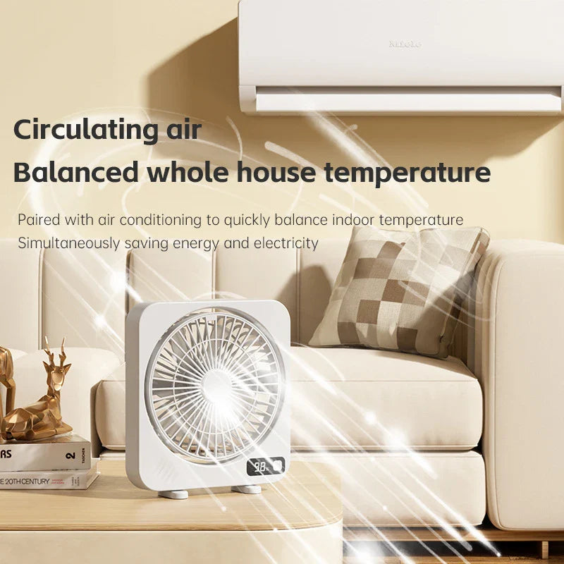 AeroCool Tischventilator | 5 Geschwindigkeitsstufen | Flüsterleise & Kompakt | USB-Aufladung