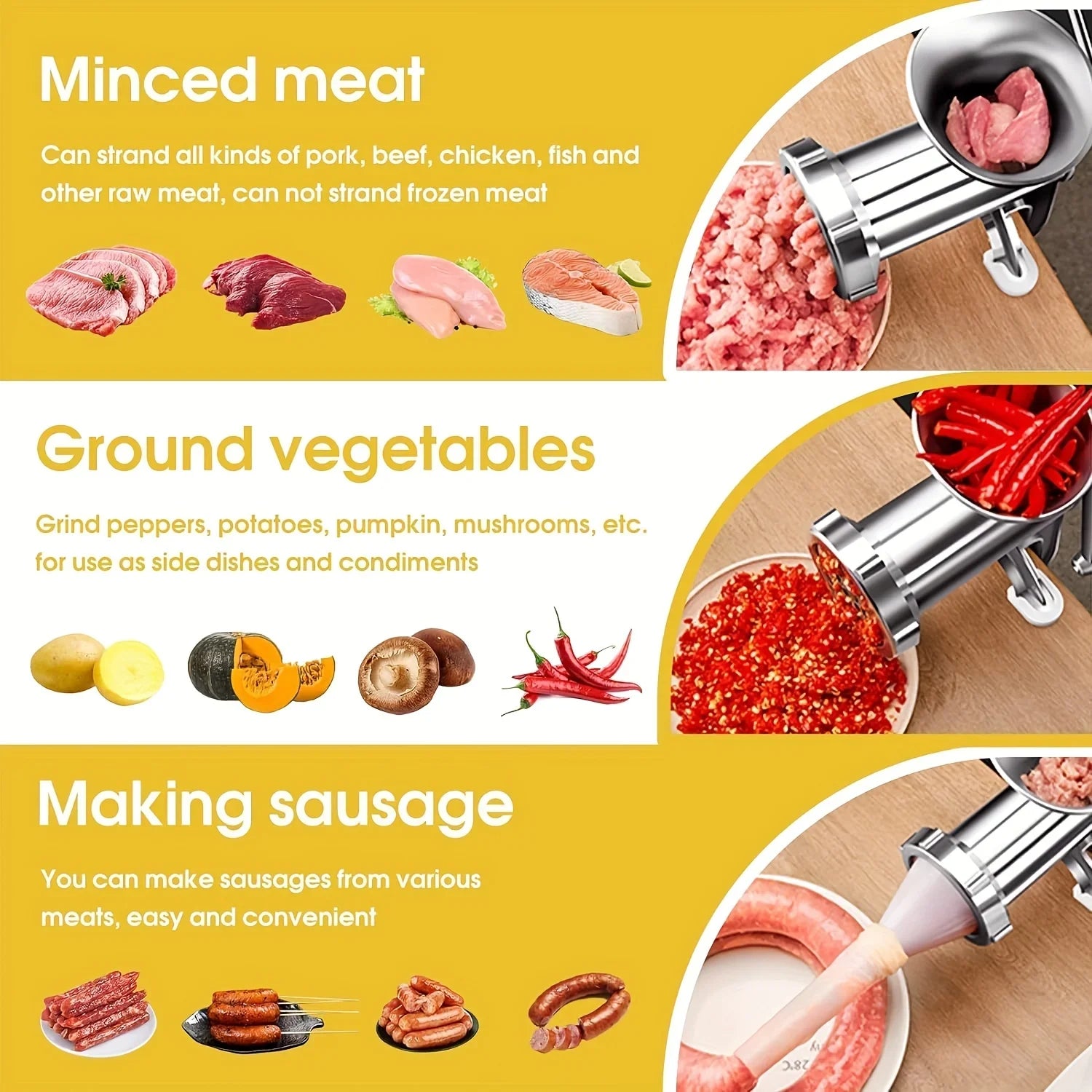 MeatCraft ProManuell | Manuelle Fleischwolf & Zerkleinerer | Edelstahl | Robuste Tischklemme