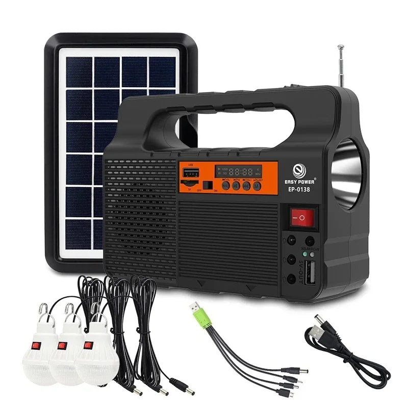 Luminova | Solarbetriebene Energiebox | Licht, Musik & Powerbank | Für Camping, Garten & Notfälle