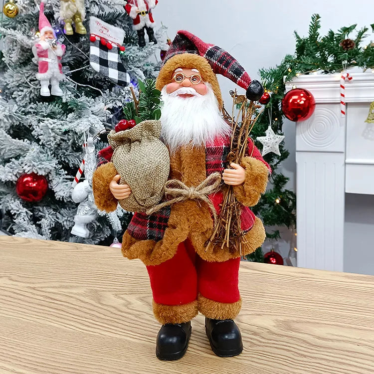 Weihnachtsfigur MerryClaus | Weihnachtsmann Sitzend & Stehend | 30 cm Dekorationsfigur | Für Kamin, Tisch & Baumschmuck