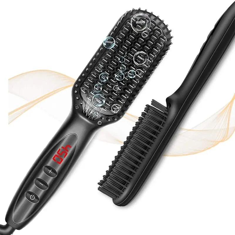 Lissara FlexBrush | 3-in-1 Glättbürste für Haar & Bart | Schnellaufheizung & Kompakt | Für Glatte & Gepflegte Styles Unterwegs