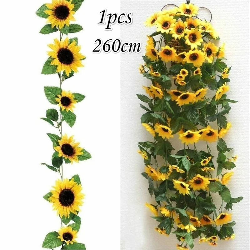 SunFlare | Kunstblumen-Girlande Sonnenblume | Flexibel & Wetterbeständig | 2,6m Länge