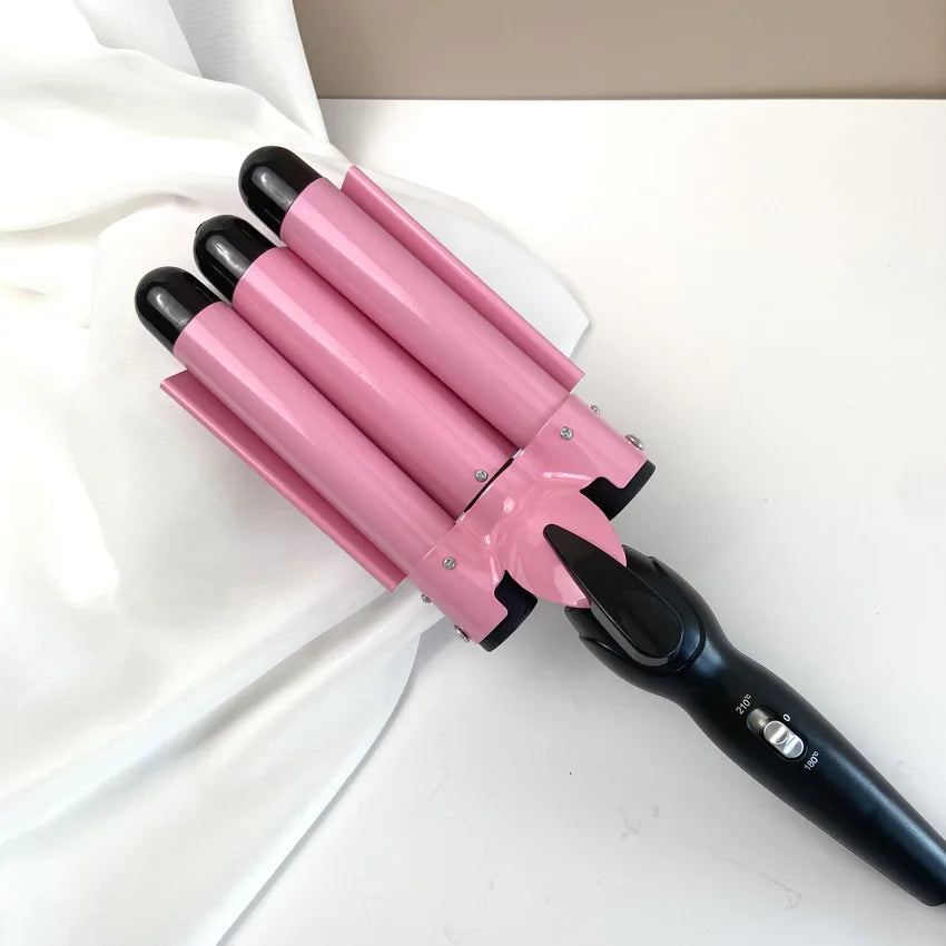 NovaWaves | 3-Zylinder Lockenstab | Ionen-Technologie, Schnellaufheizung, Dualspannung | Für glamouröse Beach-Waves & Styling unterwegs