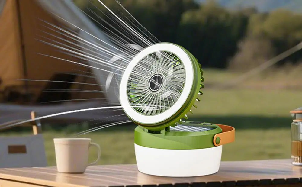 BreezeLight | Faltbare Solar-Campinglaterne mit Ventilator | 2-in-1 Zeltlampe & Kühlventilator