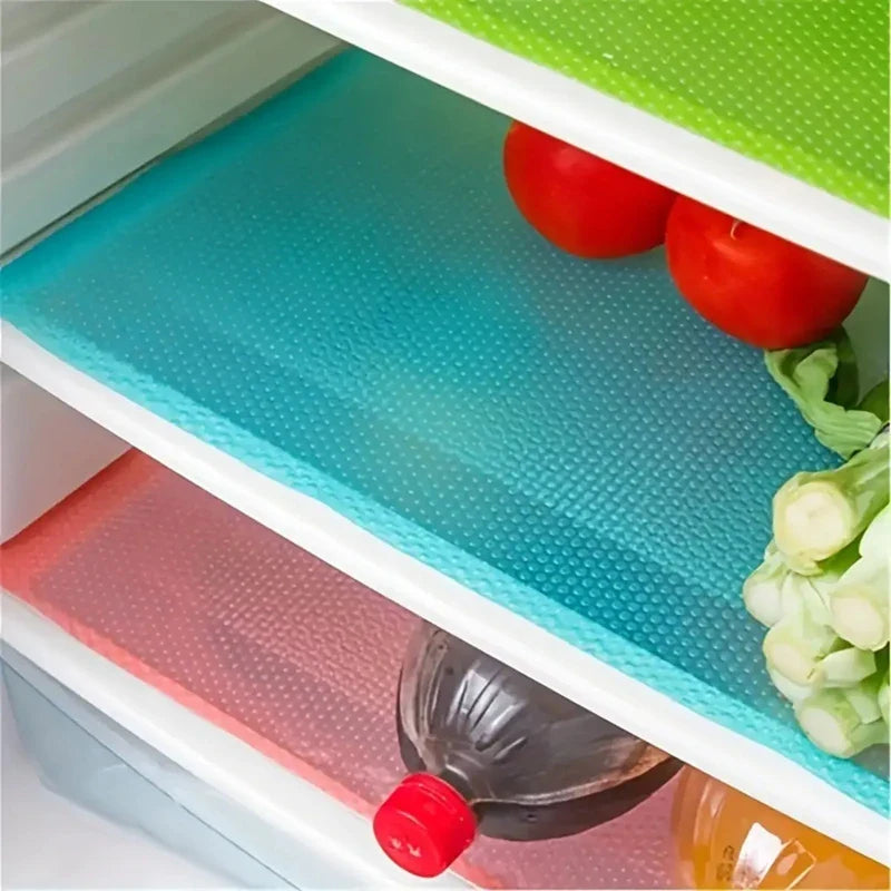 FreshGuard 4-Piece Fridge Mats Set | Antibacterial, Non-Slip & Washable | For Organized Kitchen Storage