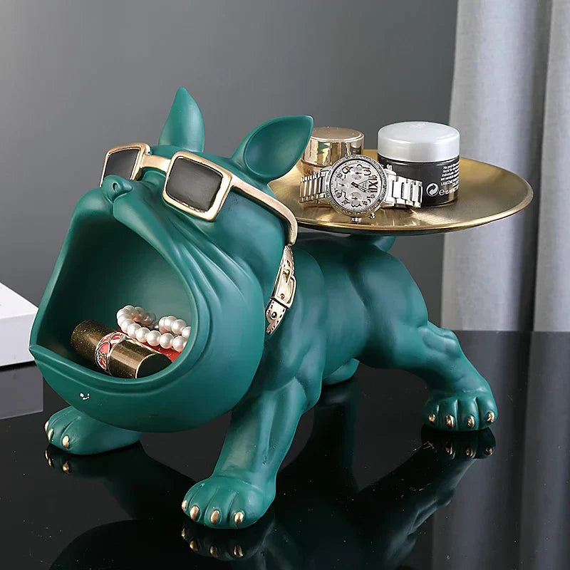 PawVault Bulldog Organizer Figur | Stilvolle Deko | Praktische Aufbewahrung | Geschenkidee für Hundefreunde