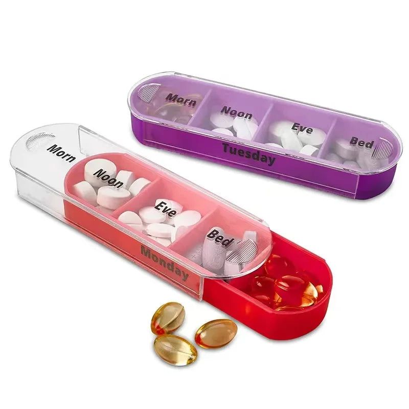 VitalEase Pillenbox | 7 Tage Organizer | Bunte Module | BPA-frei