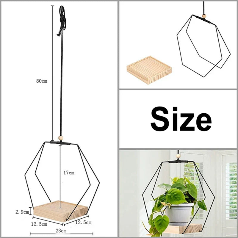 Nordivy PlantSwing | Hängender Pflanzenhalter aus Holz | Natürliches Boho-Design | Für Innen & Balkon | 25 cm Rund