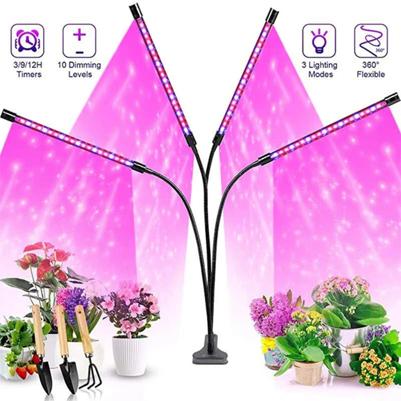LumiPlant LED Pflanzenlampe | USB Grow Light | 1–4 Köpfe | Dimmbar mit Timer
