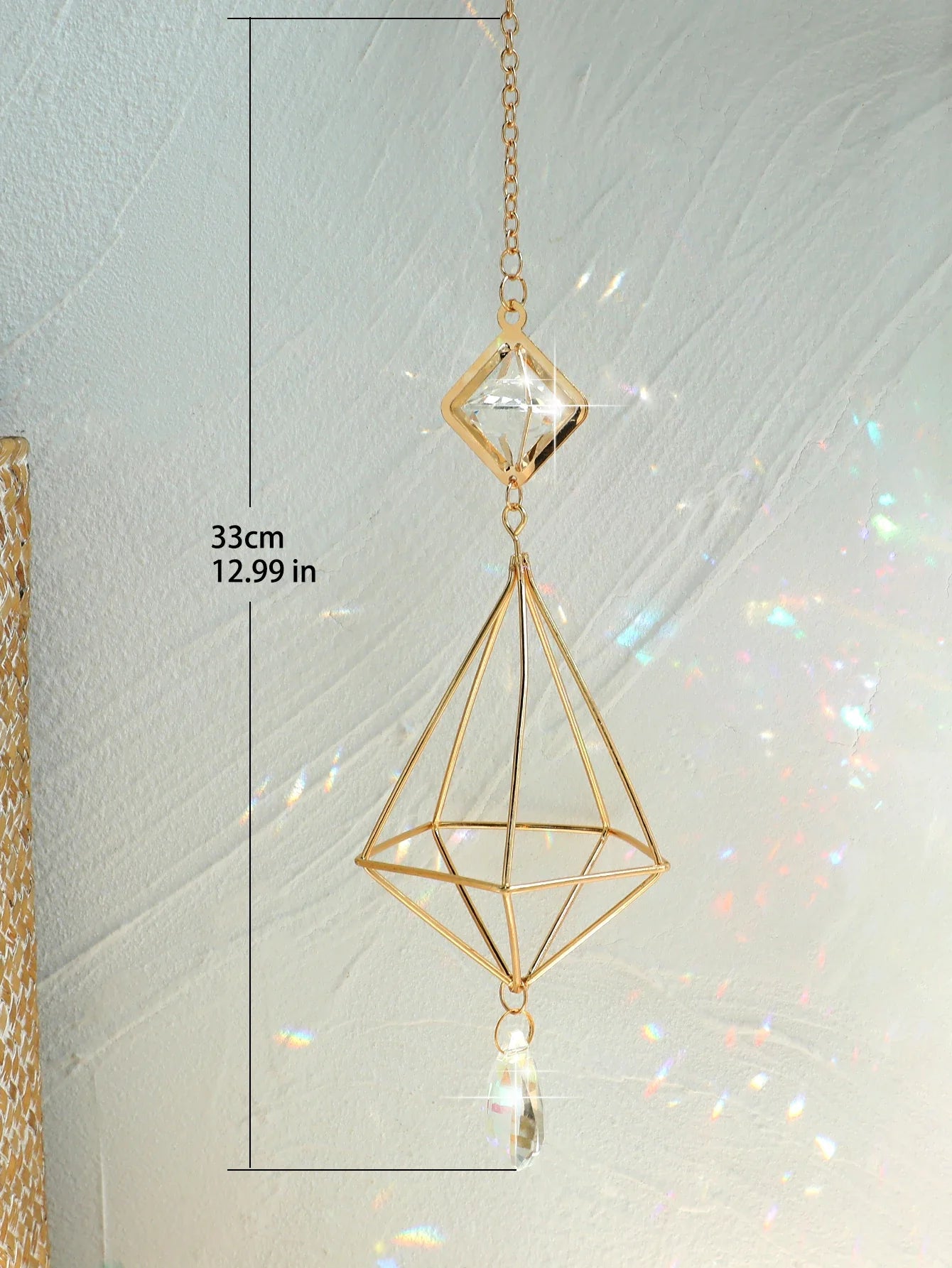 AerisGleam Airplant Hänger | Geometrische Boho-Deko | Mit Kristall & Goldrahmen | Für Tillandsien | Innen & Außen