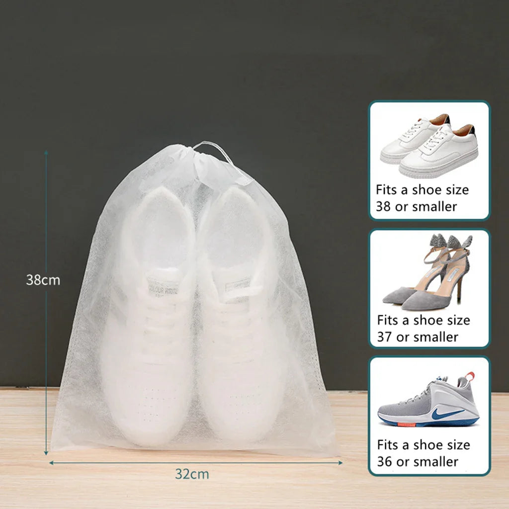 ShoeGuard Travel Pouch Set | 10er Set |Atmungsaktiv & Hygienisch | Kordelzugverschluss