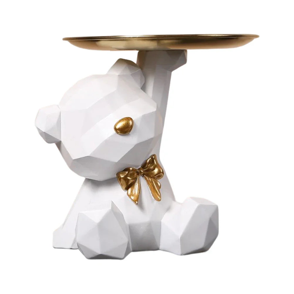 Moduro GridBear | Dekofigur Mit Schale | Geometrisches Design | Schlüsselablage Für Flur & Tisch | Geschenkidee Modern