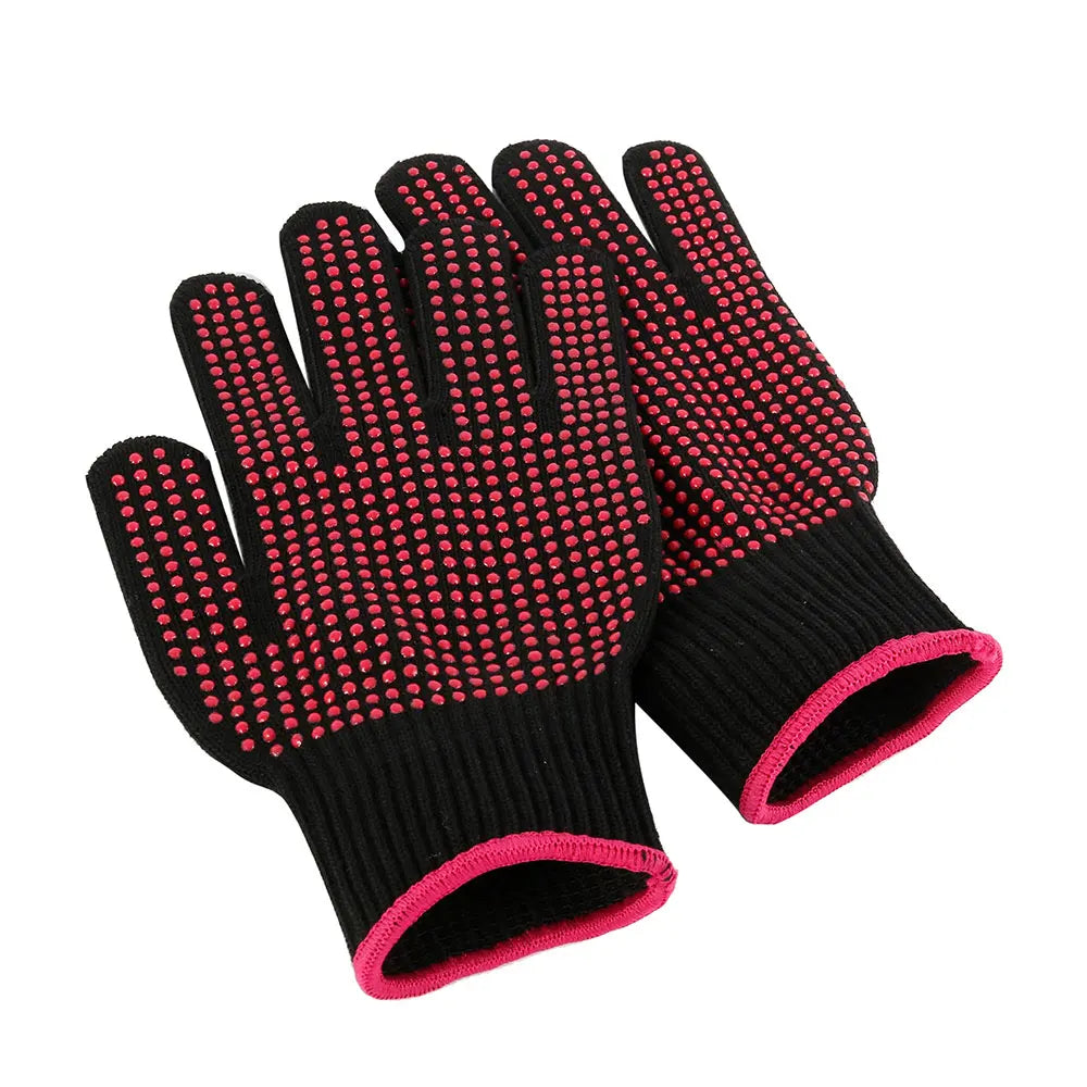 Stylivon Hitzeschutzhandschuhe | Für Lockenstab & Glätteisen | Flexibel & Rutschfest | Schwarz