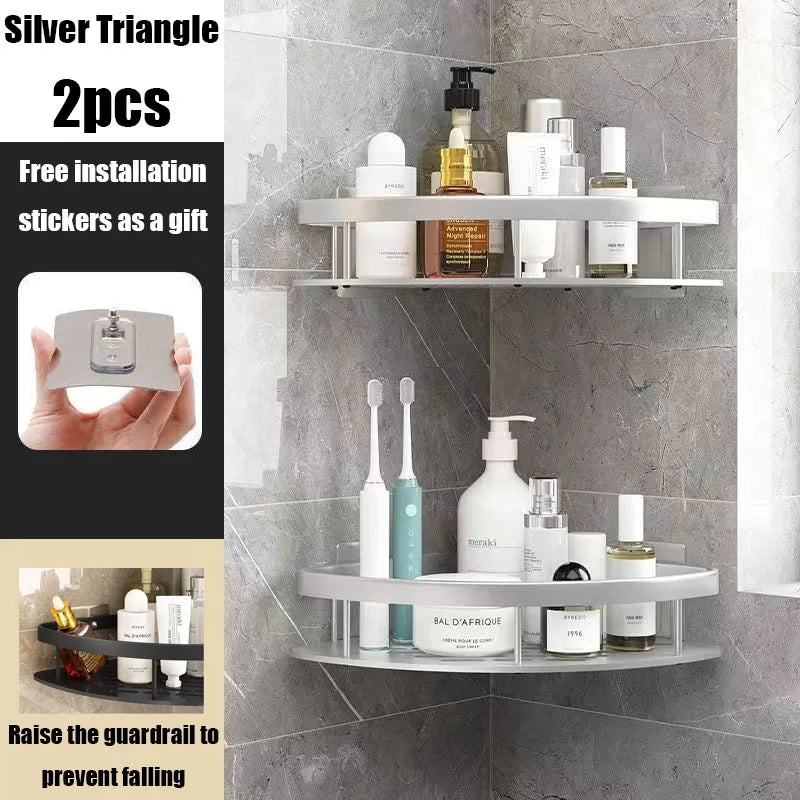 CornerLux | Eck-Duschablage ohne Bohren | Rostfrei & Platzsparend | Für Shampoo, Seifen & Badaccessoires